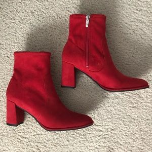 Marc Fisher Red Suede Ankle Booties
